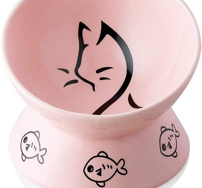 Raised Cat Bowl for Dry Wet Cat Food-FluffyFare